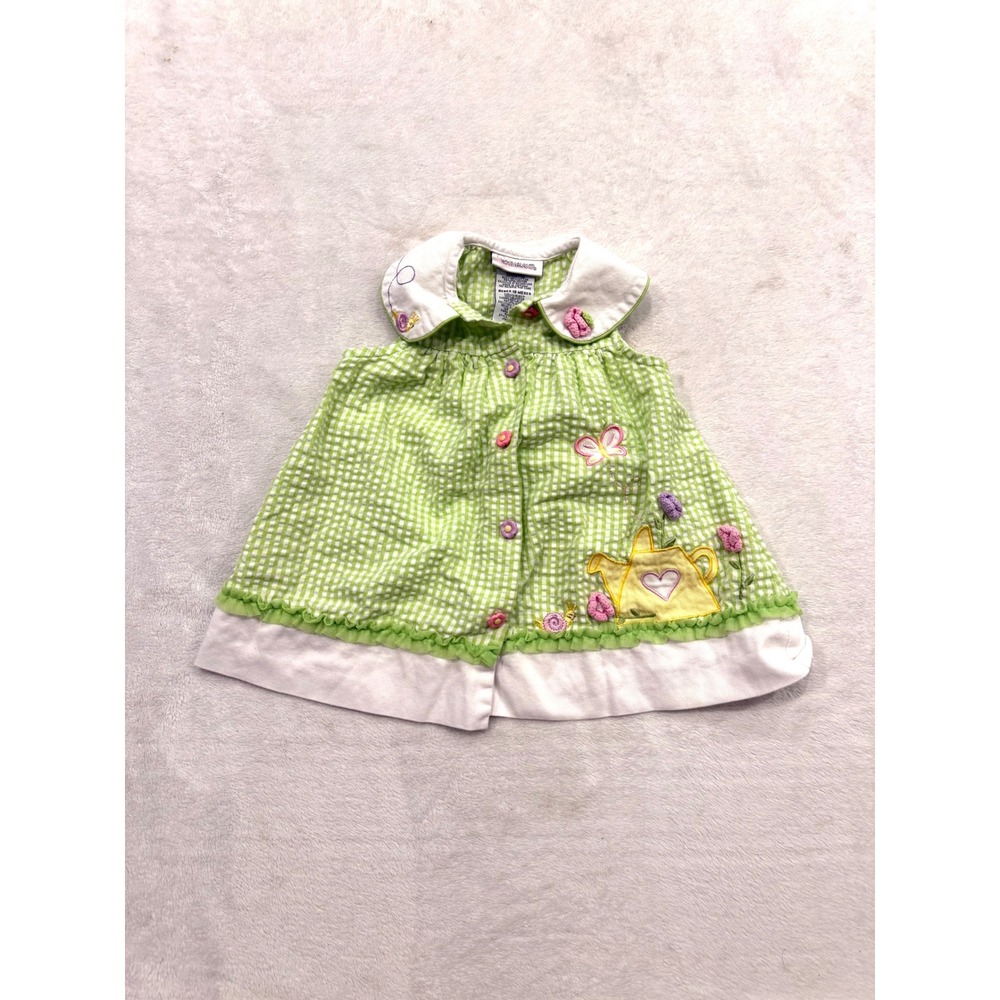 Youngland Baby Girl Green Gingham Seersucker Garden Dress 18 Mnth Floral